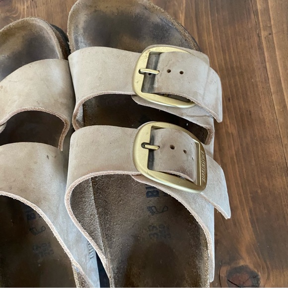 Birkenstock Arizona Big Buckle Sandcastle Nubuck Leather Sandals - Picture 13 of 15